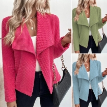 Fashion Solid Color Lapel Crop Cardigan
