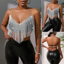 Fashion Rhinestone Tassel Body Chain