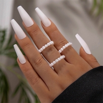 Fashion Pearl Three-piece Open Ring Set