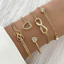 Street Fashion Rhinestone Infinity Heart Four-piece Bracelet Set
