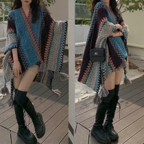 Bohemian Knit Cape Shawl Cardigan Autumn Knitted Sweater