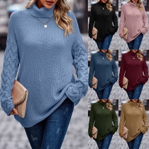 Street Fashion Turtleneck Long Sleeve Knitted Sweater