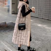 Loose Casual Oversized Cotton Outwear Plush Thickened Hooded Vest