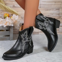 Round Toe Wedge Boots Casual Ankle Booties