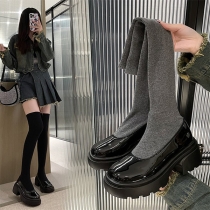 Fashionable Faux Suede Knee High Boots with High Elasticity and Sock Design