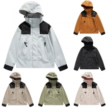 Fashion Contrast Color Long Sleeve Hooded Waterproof Windproof Outdoor Jacket for Men