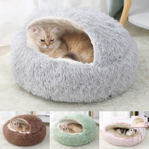 Creative Plush Semi-Enclosed Pet Bed in Half-Shell Shape for Pets