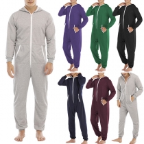 Comfy Long Sleeve Zipper Hooded Pajamas Jumpsuit for Men