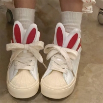 Cute Bunny Print Trendy Casual Canvas Sneakers