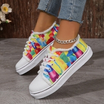Round Toe Colorful Rainbow Gradient Casual Canvas Shoes