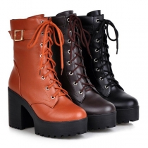 Short Boots with Platform Thick High Heels for Women