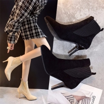 Sexy Stiletto High Heel Short Boots Pointed Toe Elastic Shoes