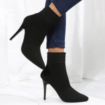 Mesh Pointed Toe Stiletto Heel Short Boots with High Heel
