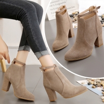 Buckled Thick Heeled High Heel Martin Boots
