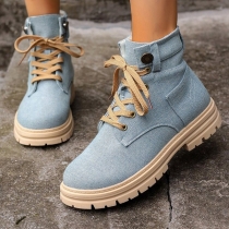 Thick Soled Short Boots Retro Workwear Style Ankle Boots