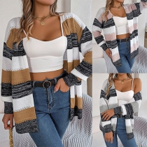 Street Fashion Contrast Color Knitted Cardigan