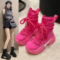 Lace-Up Martin Ankle Boots Thick Soled High Top Short Boots