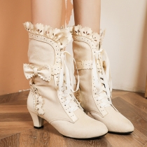 Lace Up Ankle Boots Short Boots with Bows