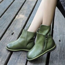 Short Flat Heel Soft Sole Martin Boots Casual Retro Style with Soft Surface