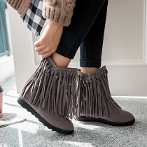 Round Toe Casual Short Boots with Tassels
