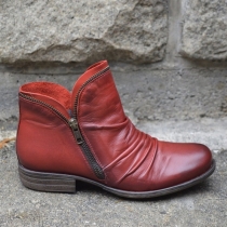 Low Profile Ankle Boots with Side Zipper in Solid Color