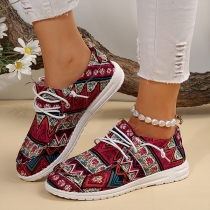 Bohemian Pattern Casual Sneakers with Printed Design