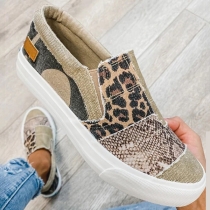 Round Toe Canvas Flat Shoes Solid Color Casual Low Top Sneakers