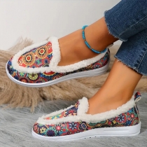 Furry Cuff Canvas Sneakers Low Top Casual Shoes