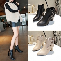 Pointed Toe Short Ankle Boots with Side Zipper