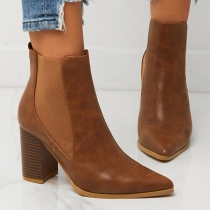 Fashion Contrast Color Pointed-toe Chelsea Boots Ankle Boots