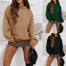 Casual Solid Color Long Sleeve Hooded Sweatshirt