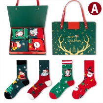4 Pairs Christmas Socks with Gift Box- Christmas Gift Bags/ Christmas Bags for Gifts Wrapping Shopping, Xmas Party Supplies