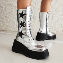 Punk Martin Boots in Starry Mid Calf Design