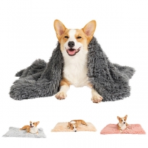 Warm and Comfortable Solid Color Long Plush Pet Blanket, Pet Mat