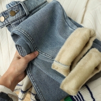 Slimming Elastic Waist Velvet Harem Jeans Pants