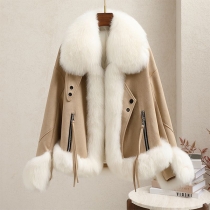 Faux Fox Fur Collar Winter Jacket for Women