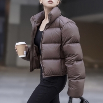 Short Down Jacket with Thick Stand Up Collar Down Coat