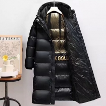 Mid Length Down Jacket Black and Gold Down Filled Coat