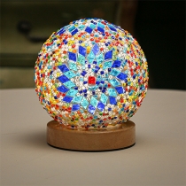 Bohemian Style Creative Rechargeable Table Lamp Baroque Night Light with Decorative Glass