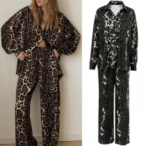 Sexy Leopard Printed Two-piece Pajamas Set