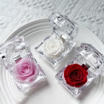 Keepsake Acrylic Ring Box with Faux Rose -for Wedding, Valentine Day, Anniversary