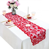 Romantic Red Heart Lace Table Runner - for Wedding, Valentine's Day, Christmas, Anniversary