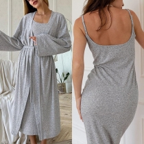 Fashion Two-piece Loungewear Set Consist of Cardigan and Cami Dress