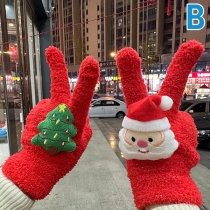 Warm Thickly Padded Christmas Plush Gloves