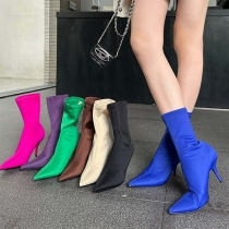 Candy Color Stiletto High Heel Short Boots