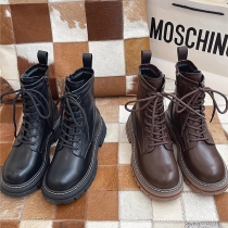 Brown Lace Up Boots with Fleece Cotton Lining