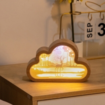 Wood Grain Cloud Style Paper Carving Lamp Light and Shadow Bedside Bedroom Decoration Night Light