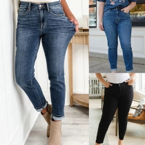 Vintage Old-washed High-rise Skinny Denim Jeans