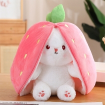 Transformed Strawberry Rabbit Plush Toy: Carrot Pillow with White Rabbit Doll
