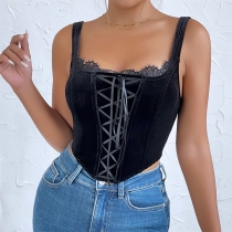 Lace Trimmed Camisole with Strappy